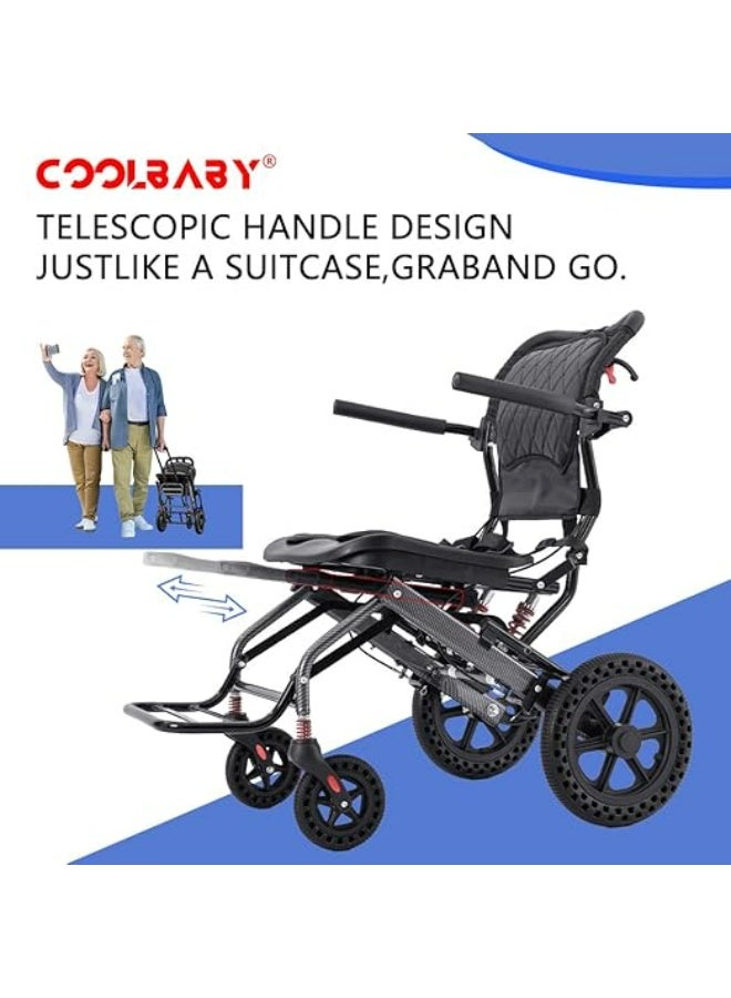 Cool Baby Wheelchairs for Adults,Transport Wheelchair Lightweight Foldable, Transport Chair,Ergonomic Travel Wheelchair with Telescopic Handle,Honeycomb Shock Absorbing tire, Support 220lbs - Image 2
